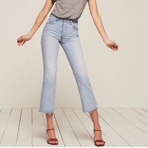 Reformation mid rise crop flare in sky